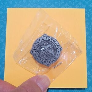 Let us go forward together metal pin (owl)